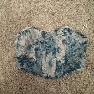 Altar'd State Blue and Cream Floral Bustier
